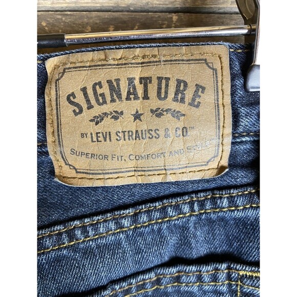 Levi's Signature Bootcut Jeans Men's 34x34 Dark Blue Denim Cotton - Picture 7 of 13